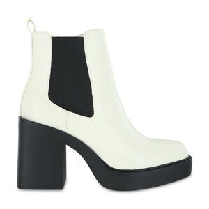 Mia Women's Dru Leather White Booties With Block Heel Square Toe women’s 8.5